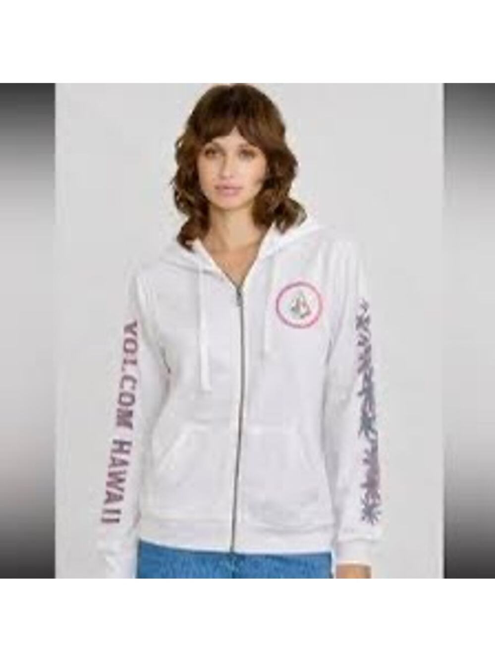 NWT Volcom Tone Love Hawaii Zip Fleece, White, XL